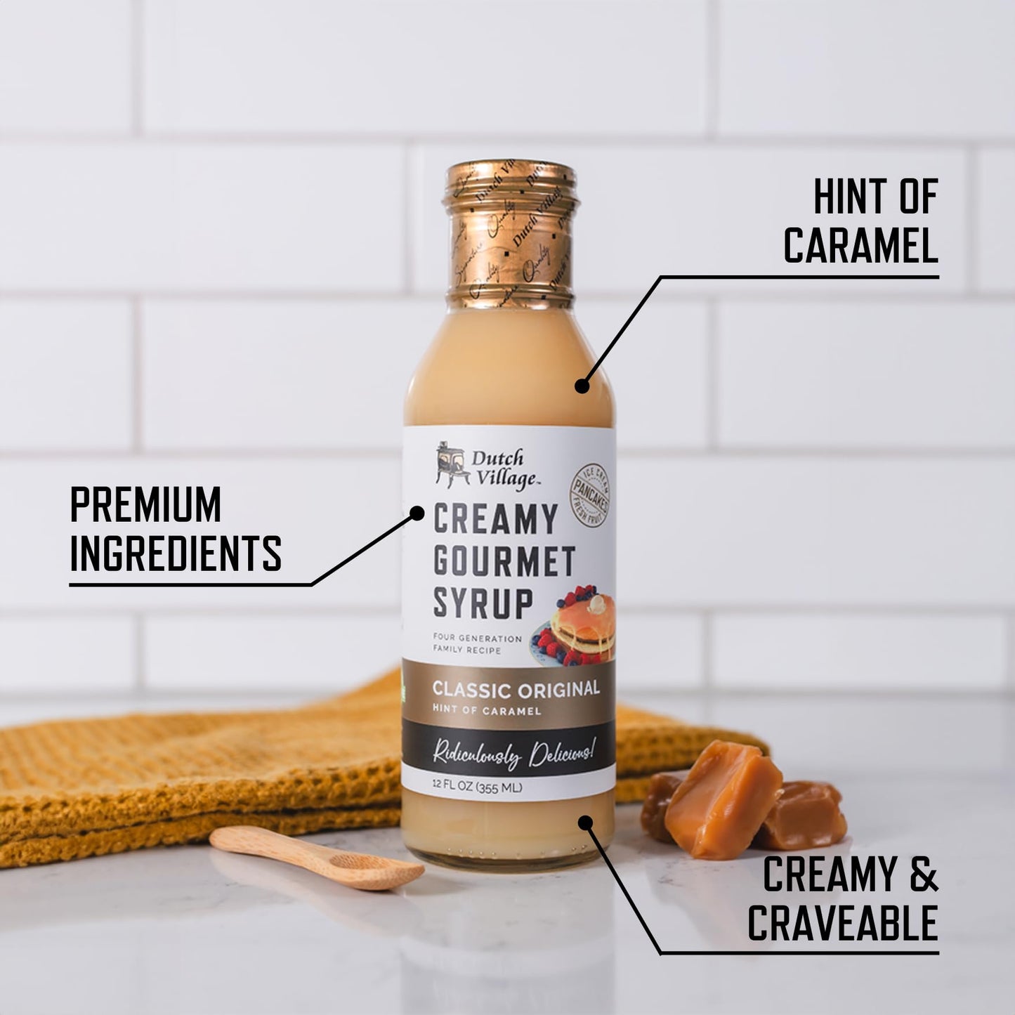 Creamy Gourmet Breakfast & Dessert Syrup | Organic Ingredients - Clean Label | No Preservatives, Artificial Flavors, or Corn Syrup | Gluten-Free |