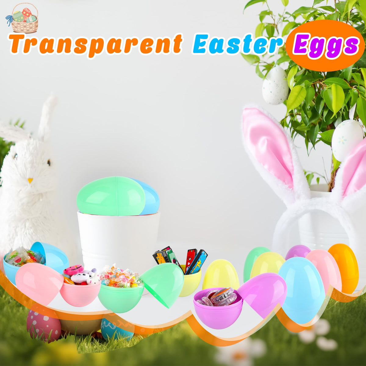 Barblog 18 Pcs 5 Inch/ 6 Inch Plastic Easter Eggs Fillable Assorted Macarons Eggs Large Empty Egg for Easter Filling Treats, Gift Baskets (Macarons? 6