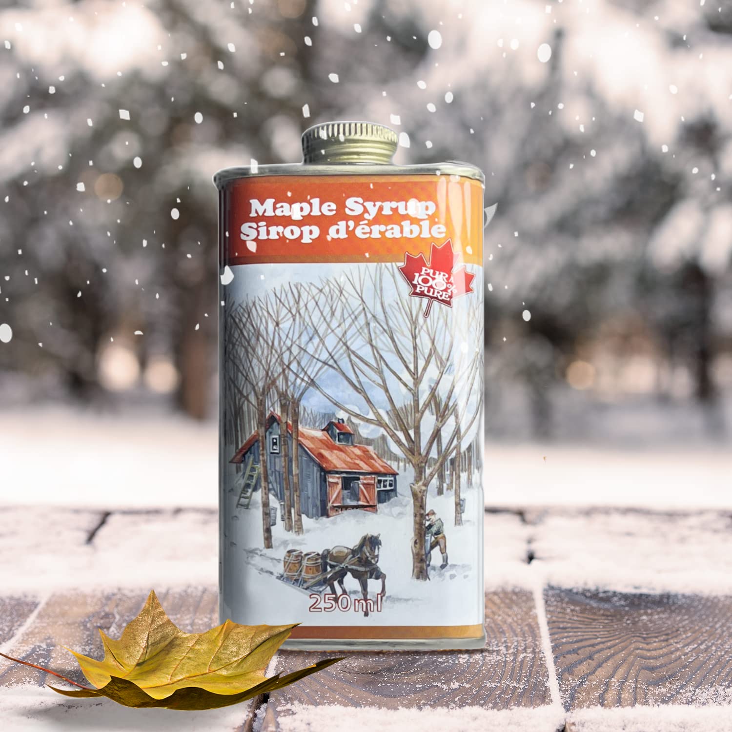 Brien 100% Pure Maple Syrup | Gluten Free Vegan Syrup | Maple Syrup Dispenser Refill | Real Maple Syrup Tin Can Product From Canada (8.4 Fl Oz)