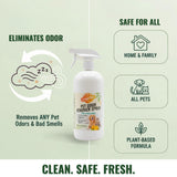 Pet Odor Eliminator - Dog & Cat Urine, Carpet Stains and Smells - Citrus Cleaner - Non-Toxic, Plant-Based Odor Neutralizer for Pet Beds, Carpets