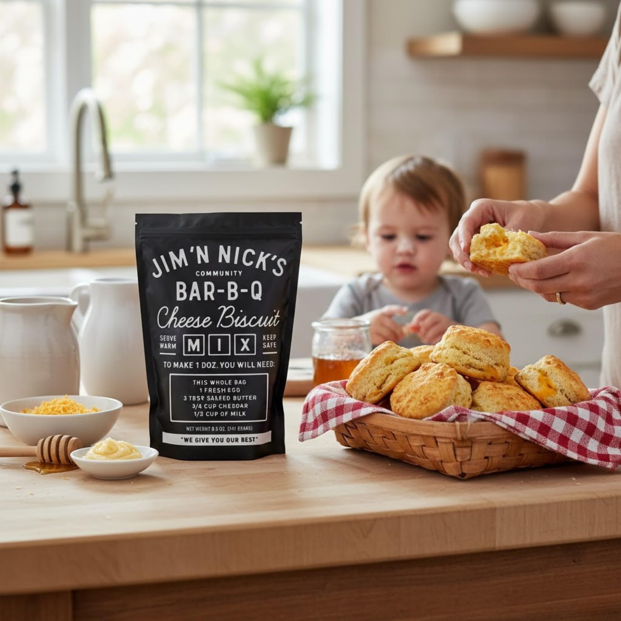 Jim N Nicks World Famous Cheese Biscuits Mix - 8.5 Oz. - A Simple Biscuit Mix for Amazing Cheese Biscuits - Makes 1 Dozen Biscuits