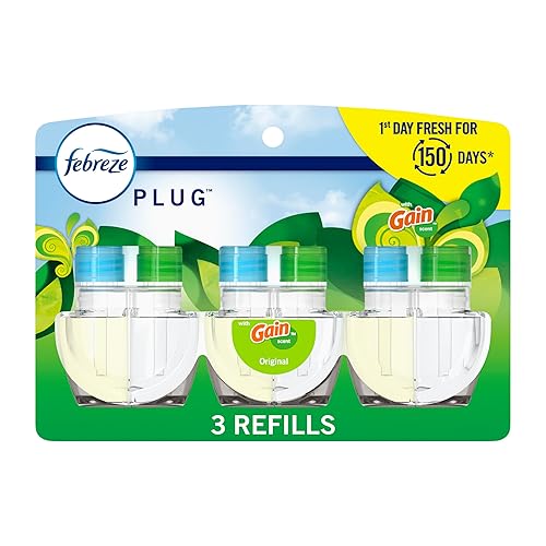 Febreze Plug-In Air Freshener, Odor-Fighting Scented Oil Refill, Air Fresheners for Home, Bathroom and Kitchen, Long Lasting, Gain Original Scent
