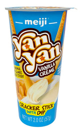 MEIJI Yan Yan Dipping Sticks, Vanilla Crème - 2 oz, Pack of 10 - Cracker Sticks with Fun Animals Phrases