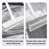 BOOMJOY Floor Scrub Brush with Long Handle, 2 in 1 Scrape and Brush, Stiff Bristles for Cleaning Bathroom, Patio, Garage, Kitchen, Deck, Tile
