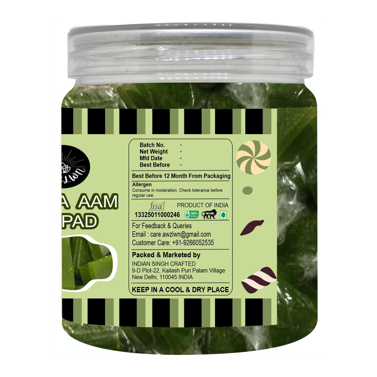 Awzlwn Indian Taste Candy (8.81 OZ / 250 GM, Kacha Aam Papad)