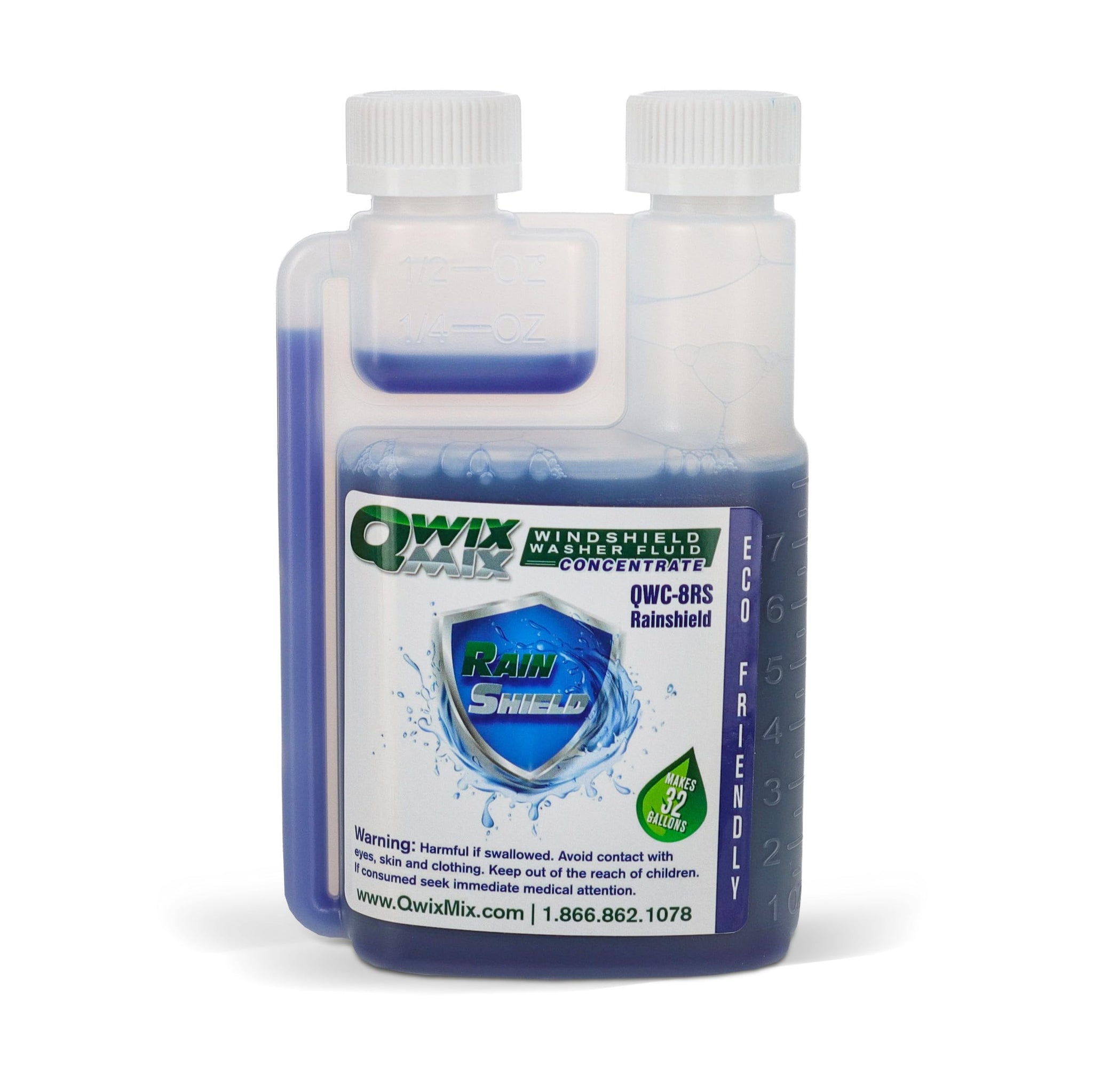 Qwix Mix Rain Shield Windshield Washer Fluid Concentrate, 1 Bottle makes 32 Gallons- Repels Rain