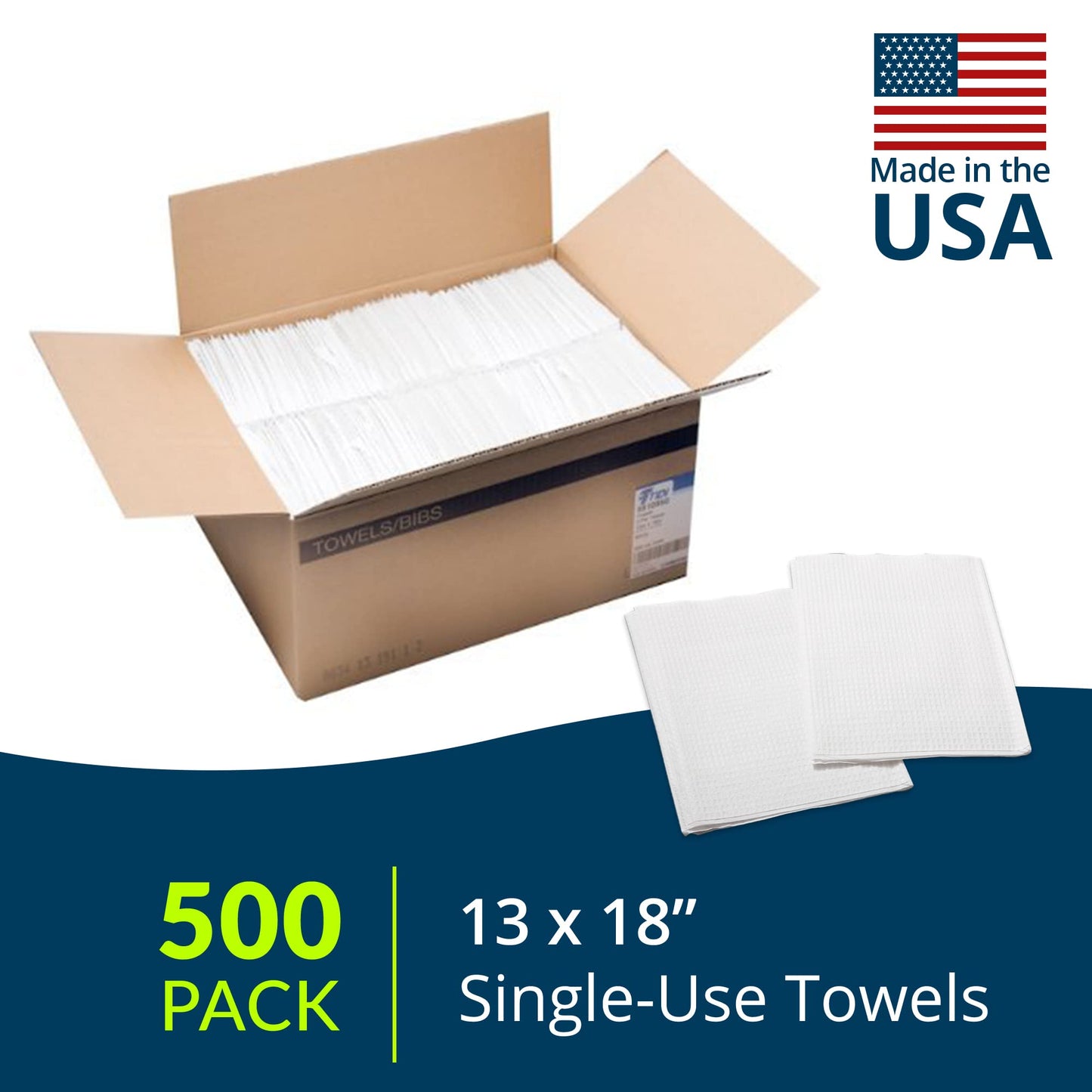 TIDI Single-Use Towel, White, 13" x 18" (Pack of 500) - Waffle Embossed - 3-Ply Tissue - Multi-Purpose Towels & Wipes - Dental, Tattoo & Medical