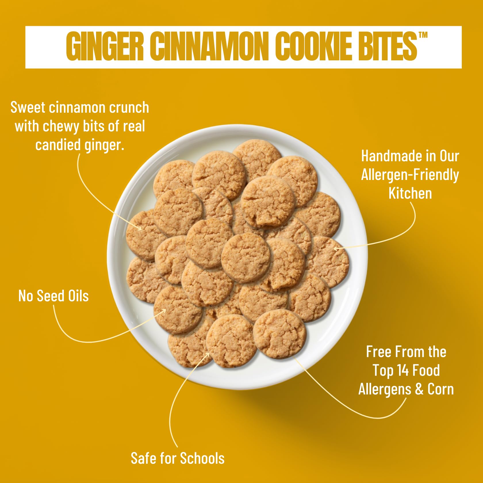 Every Body Eat Crunchy Cookie Bites Ginger Cinnamon - Gluten Free, Dairy Free, Vegan Snack Cookies, 5 Ounce
