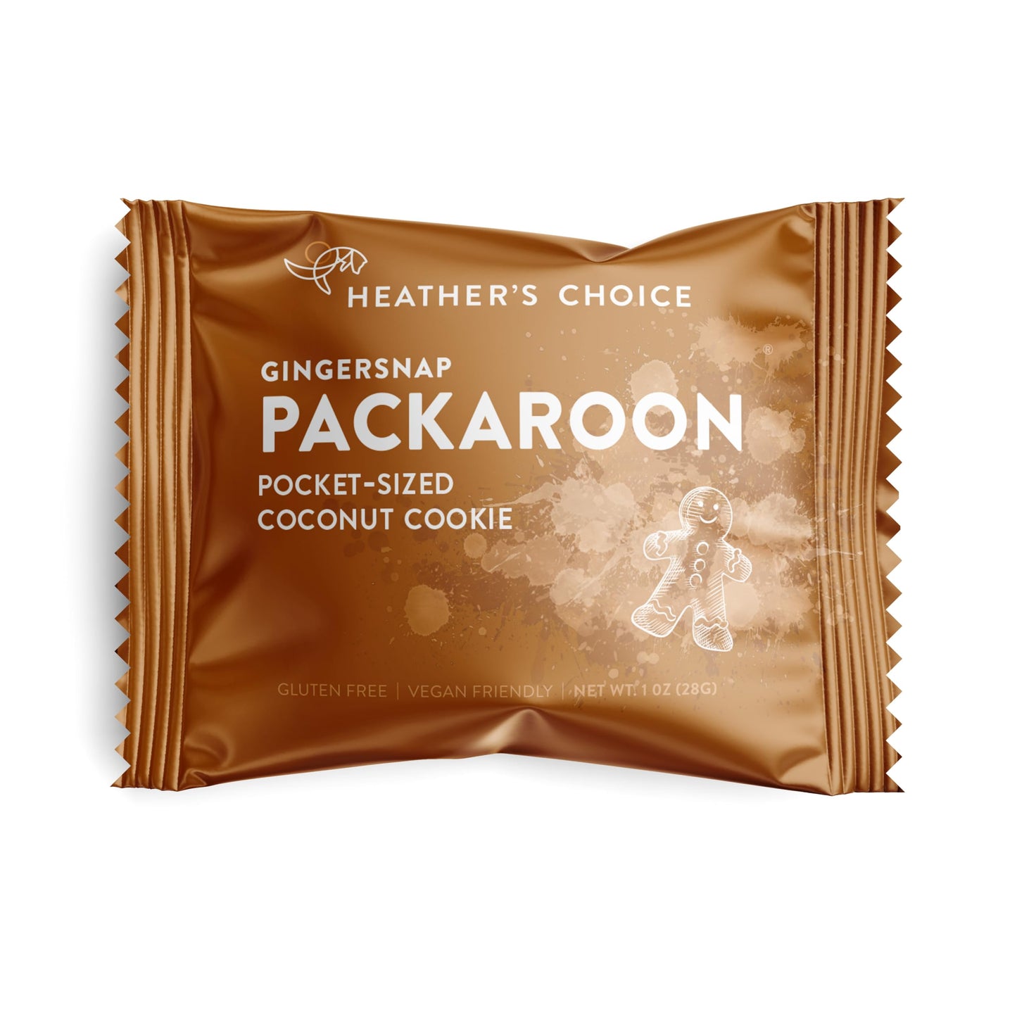 Heather's Choice Packaroons, Vegan Gluten-Free Individually Wrapped Snacks for Backpacking, Camping, Hiking and Travel (Gingersnap, 8-pack)