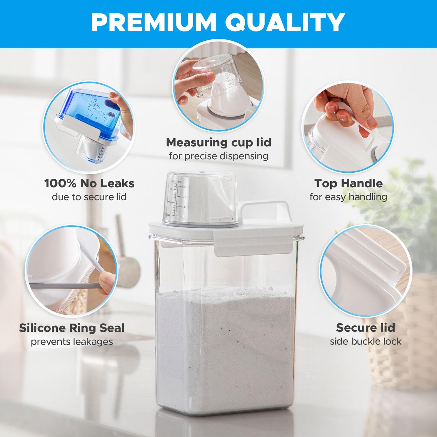 [3 Pack] Liquid Laundry Detergent Dispenser for Laundry Room Organization and Storage, 78oz Large Capacity Laundry Soap Containers with 12 Removable