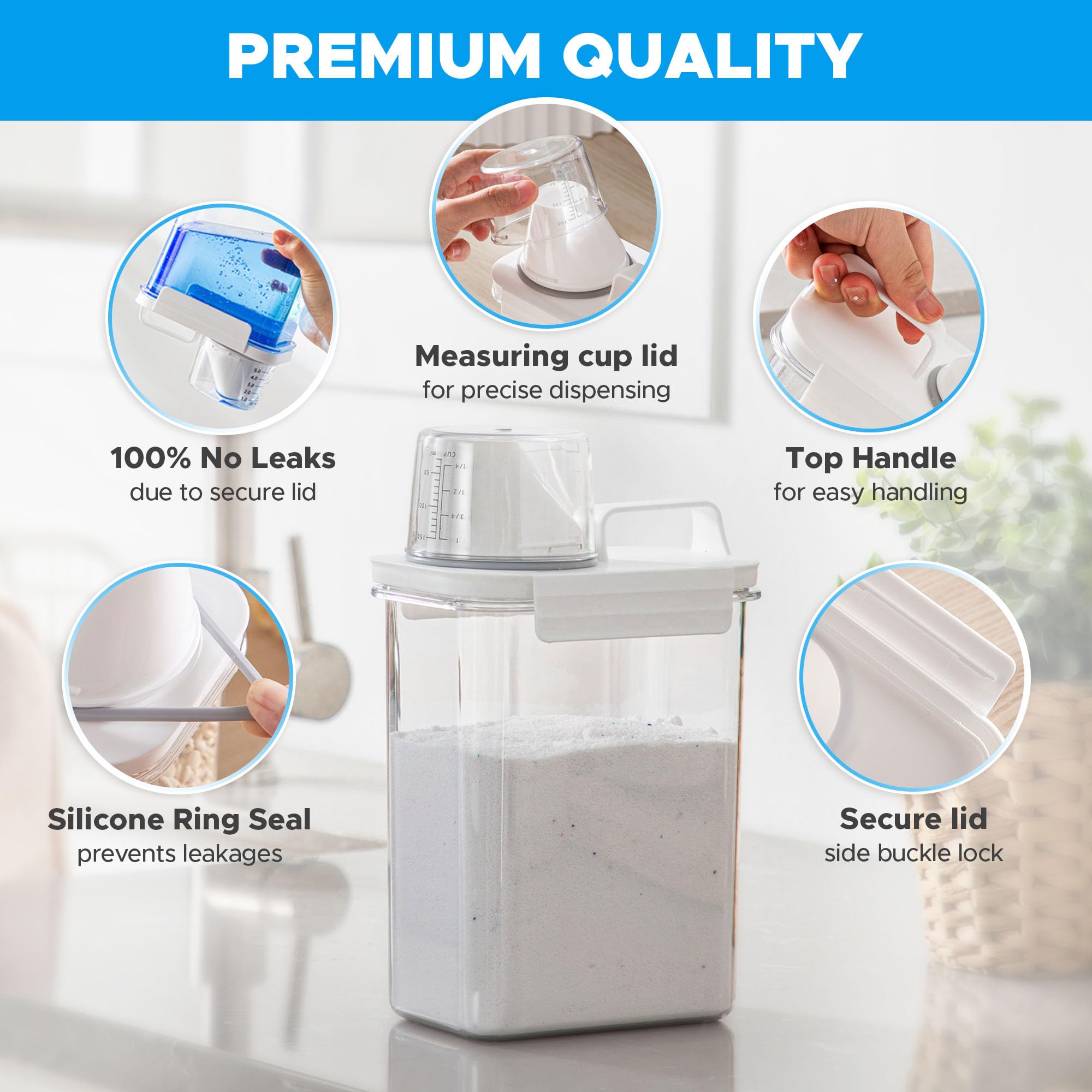 [3 Pack] Liquid Laundry Detergent Dispenser for Laundry Room Organization and Storage, 78oz Large Capacity Laundry Soap Containers with 12 Removable