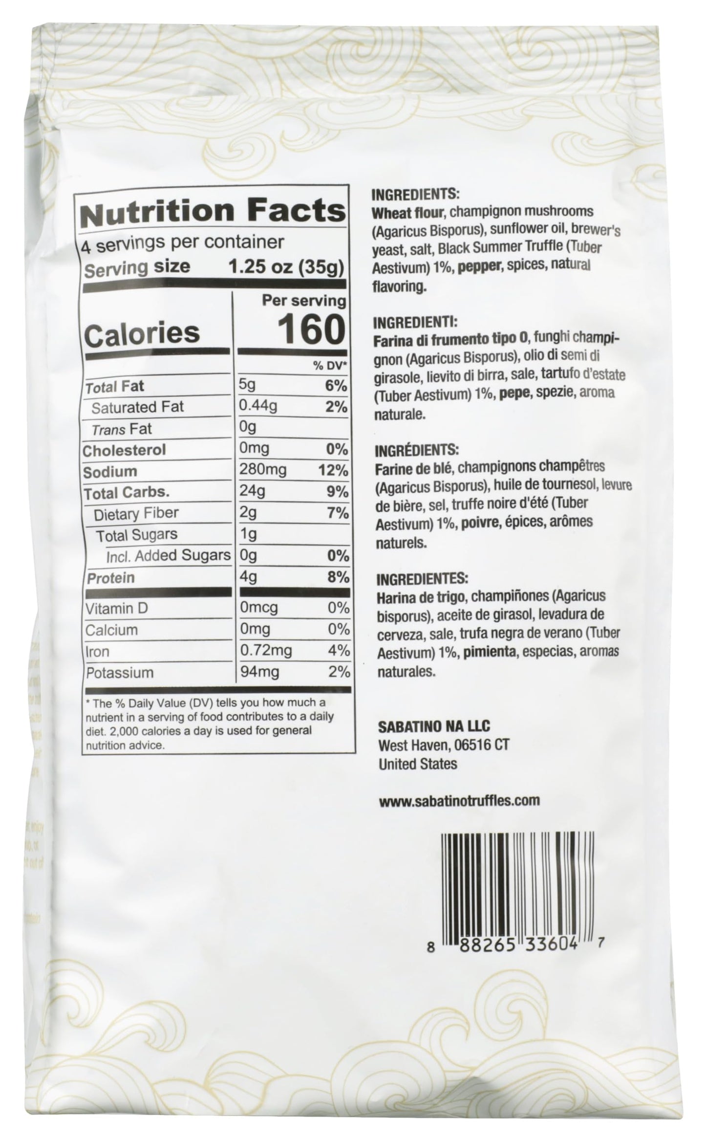 Sabatino Tartufi Truffle Crisps, All Natural, Artisan Truffle Cracker, 5oz