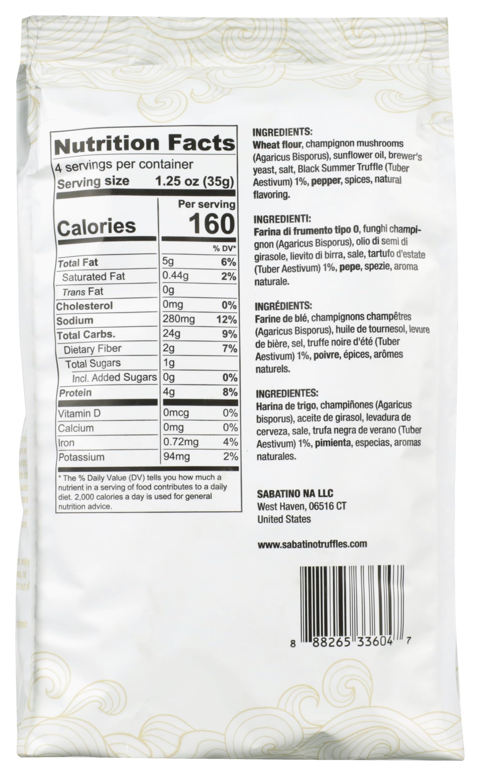 Sabatino Tartufi Truffle Crisps, All Natural, Artisan Truffle Cracker, 5oz