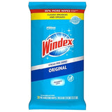 Windex Wipes Glass Cleaning, Pre-Moistened Glass and Surface Wipes to Clean Home Surfaces, Household Essentials, Original Scent, 38 Count (Pack of 1)