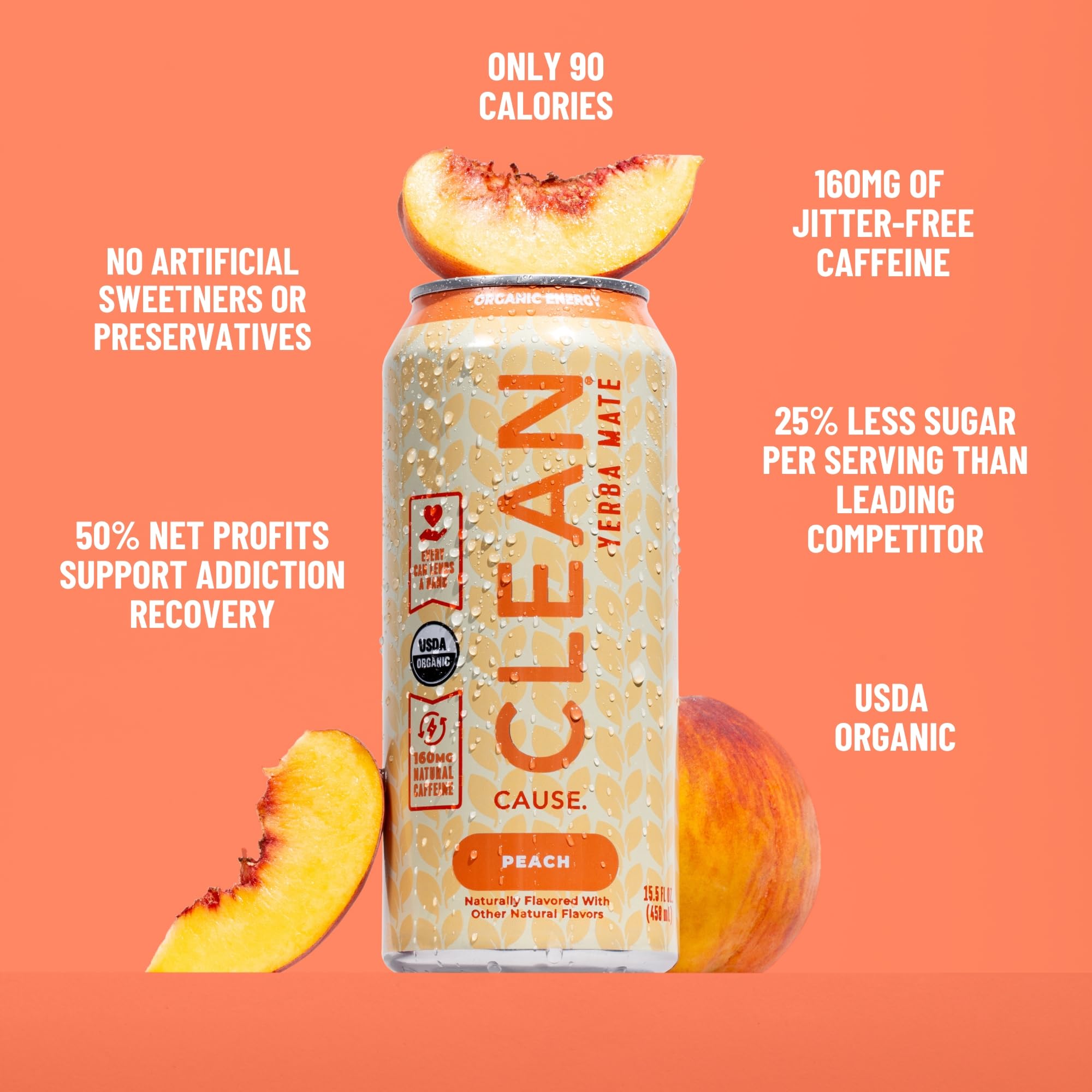 NEW! CLEAN Cause Variety Pack Organic Yerba Mate Tea (15.5oz cans, 12-Pack Case, 4 flavors) Non-Carbonated, 160mg Caffeine