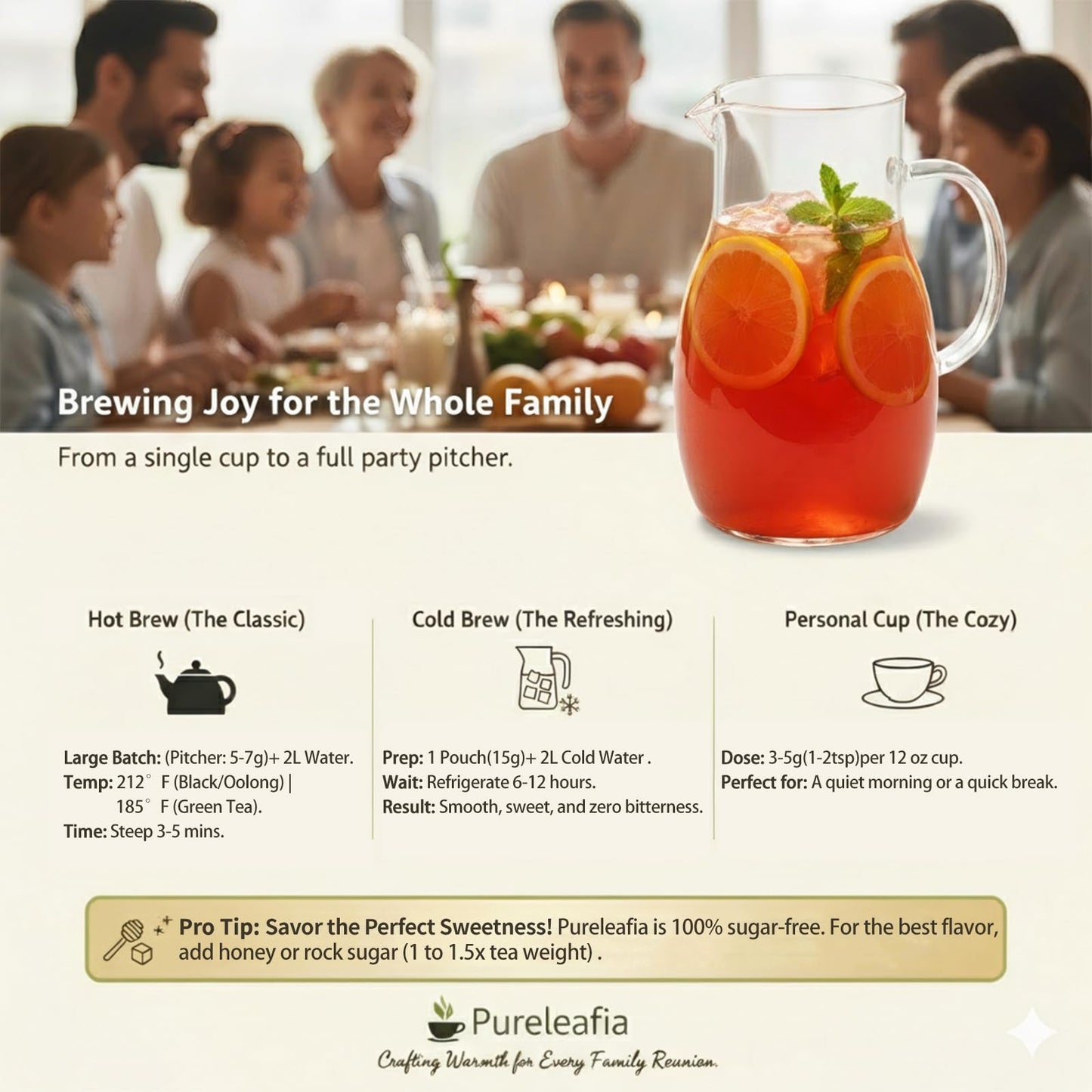 Pureleafia Herbal Fruit Tea Gift Set - 12 Artisan Flavors, 15g Loose Leaf Pouches, Hot & Cold Brew, Sugar-Free, High Concentration 5g for 2L Pitcher
