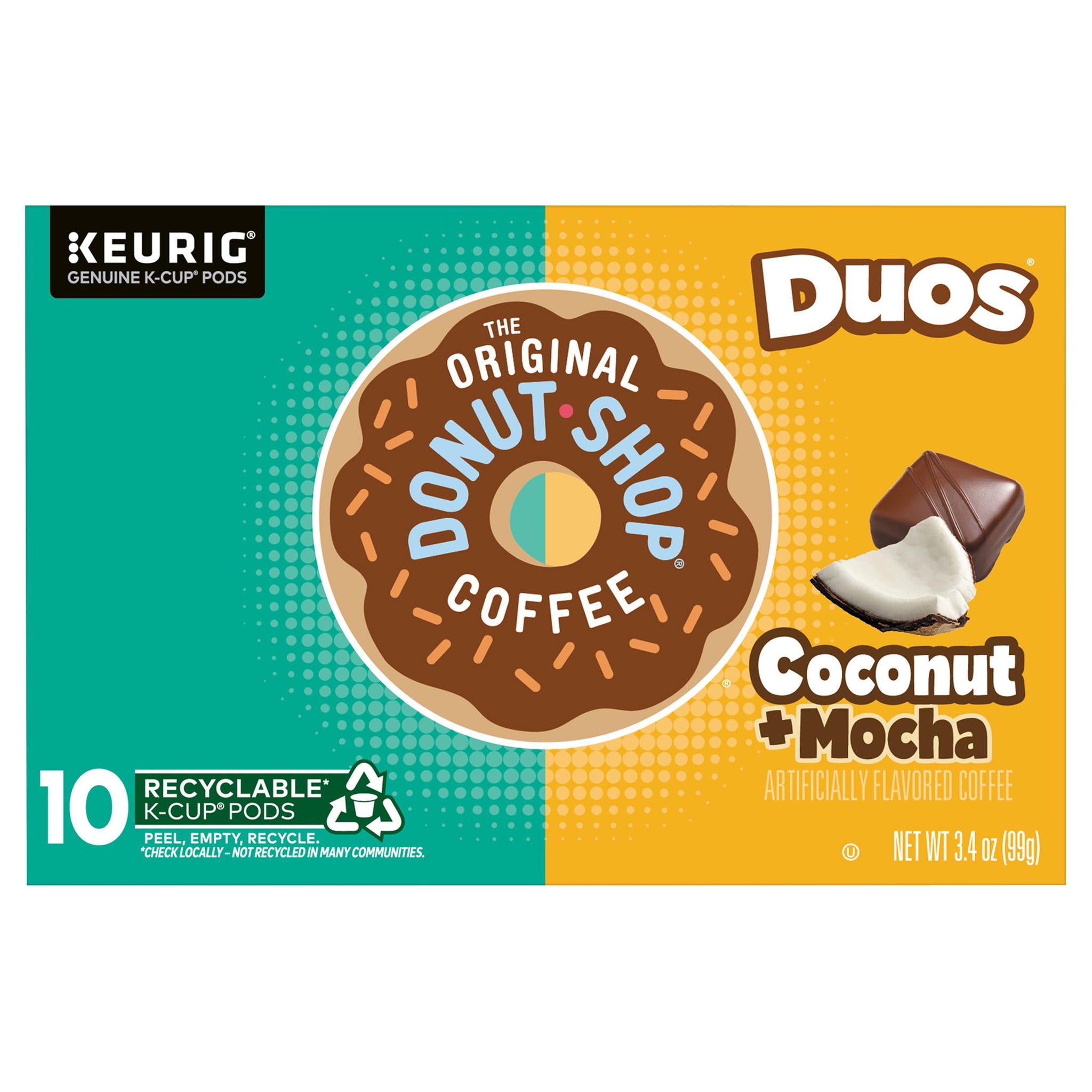 Donut Shop Coffee, Coffee Kcup Coconut Mocha 10 Count, 3.4 Ounce