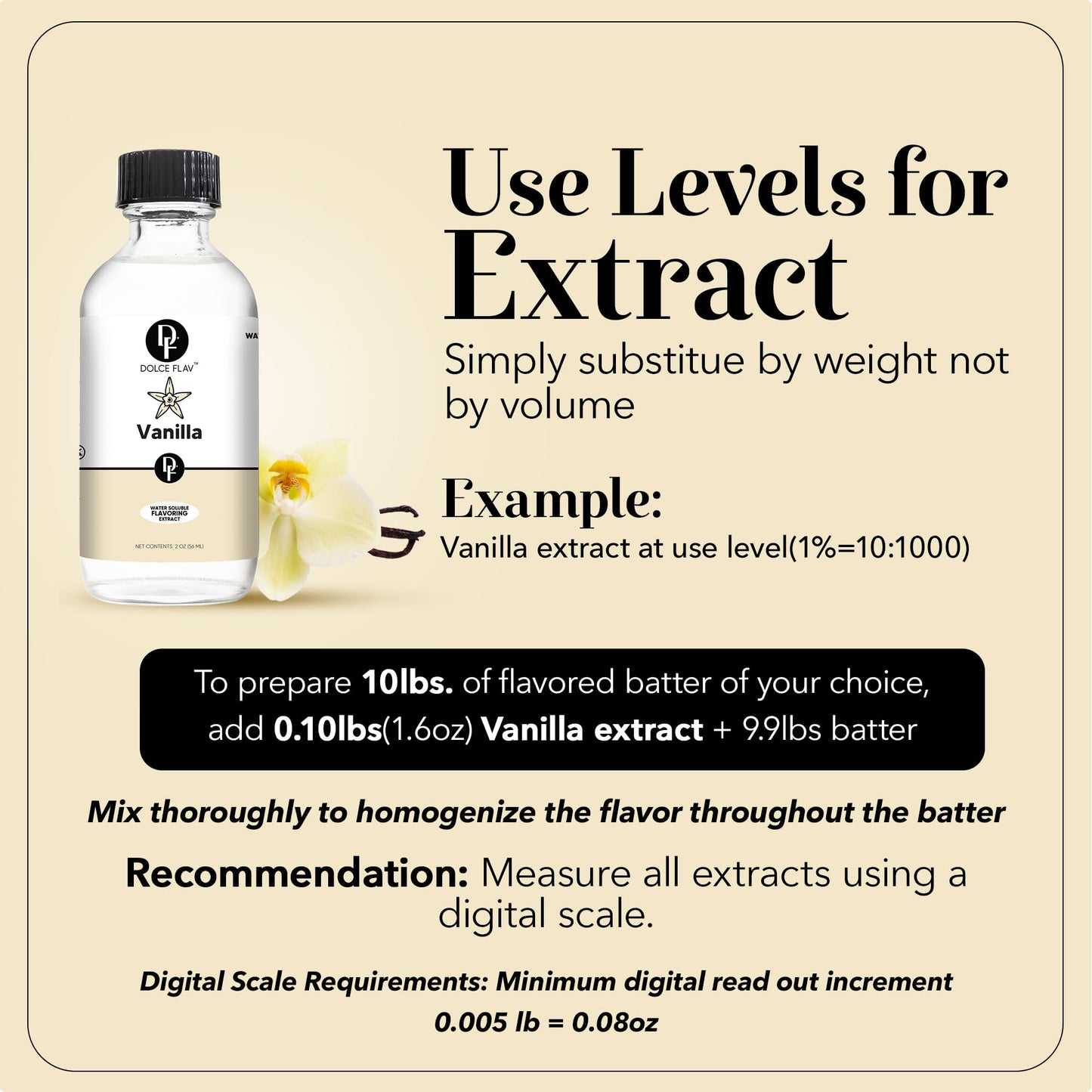 Dolce Flav Vanilla Extract 1 Gallon - 1 Gallon Water-Soluble Kosher, Sugar-Free, Concentrated Vanilla Flavoring for Baking, Cookies & Desserts