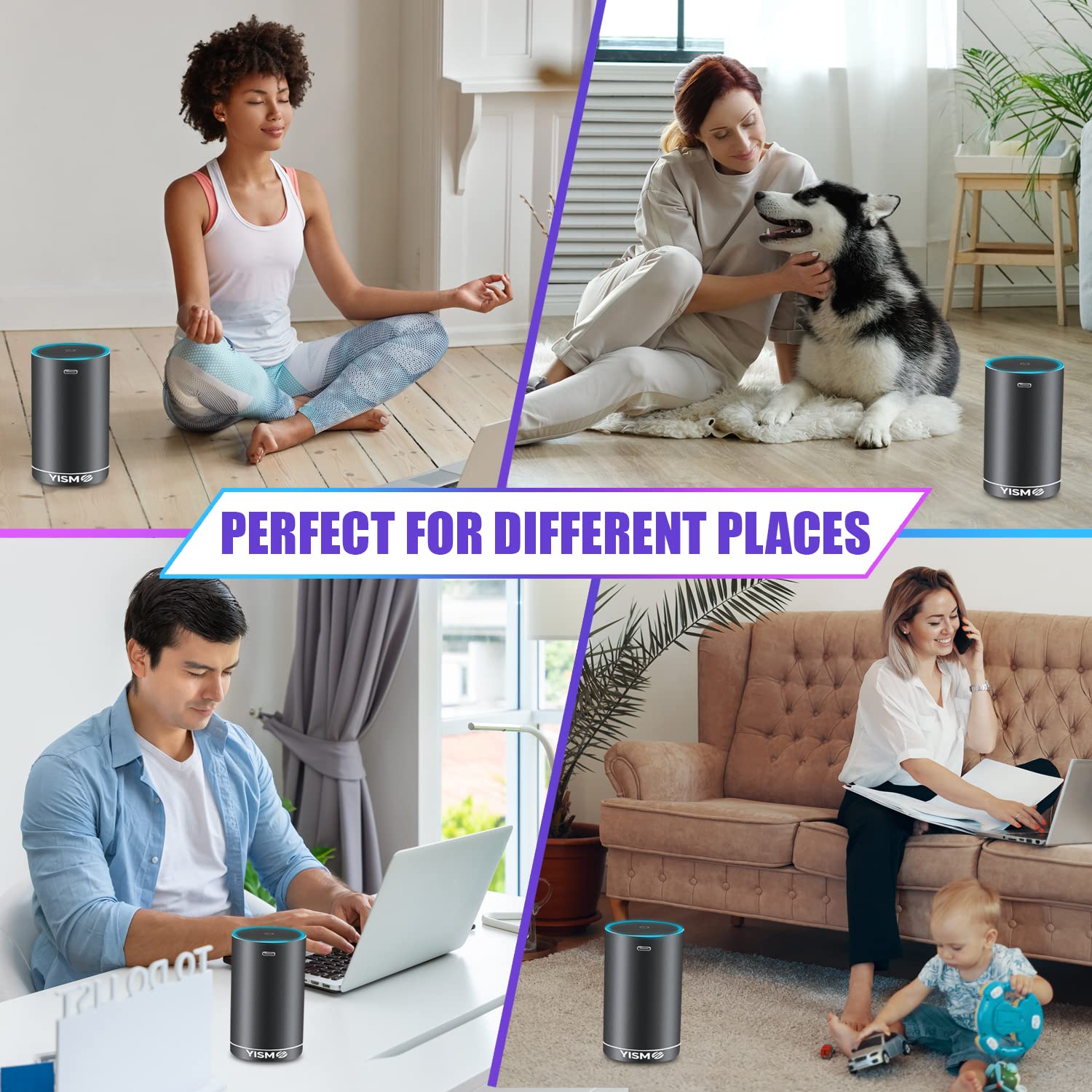 Yismo Clean Air Freshener and Odor Eliminator With Scent Cartridge, Small Electric Fragrance Diffuser, Removes Pet, Smoke and Other Odors, Smart-Touch
