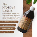 Pure Clear Mexican Vanilla Extract (8.12 fl oz) - Gluten-Free, Coumarin-Free Vanilla for Baking, Cakes, Cookies, Coffee & Desserts - Cold Pressed