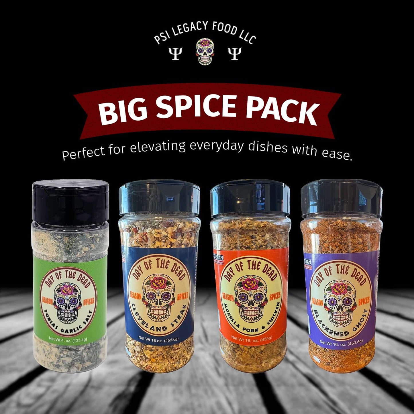 PSI Legacy Food Big Spice Pack Gourmet Blend, Bold Flavor Seasonings for Cooking and Grilling, Gluten-Free, Low Sodium and All-Natural No Additives or