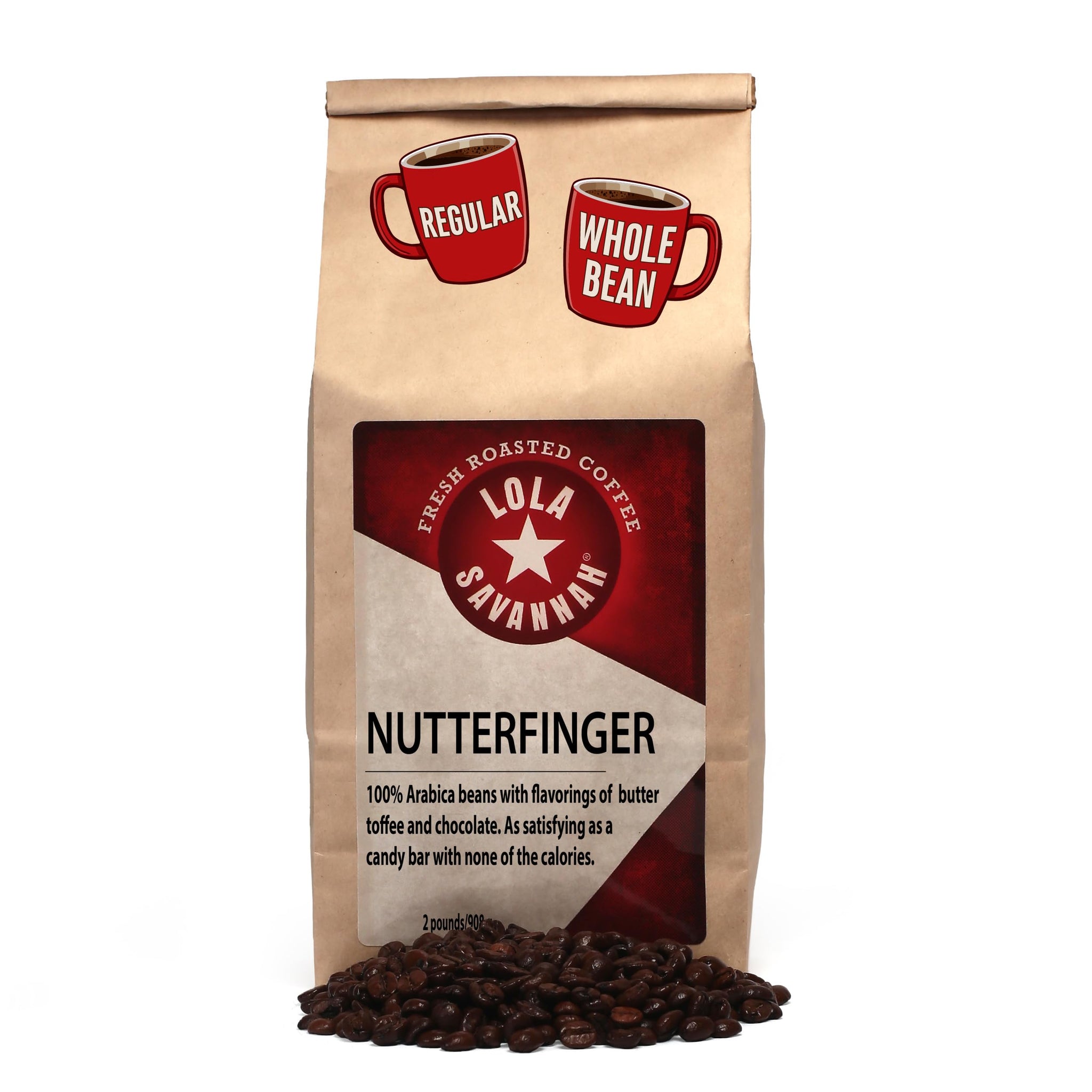 Lola Savannah Nutterfinger Whole Bean Caffeinated Coffee, 2lb