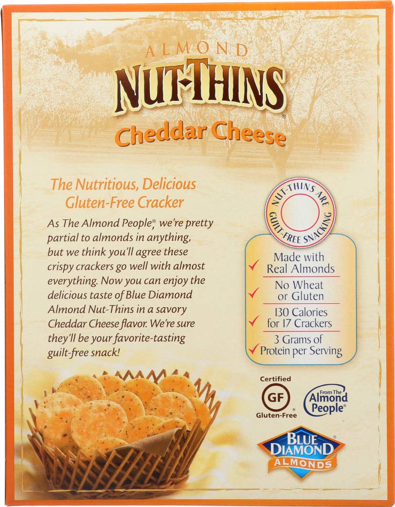 Blue Diamond Growers - Almond Nut-Thins Nut & Rice Cracker Snacks Cheddar Cheese - 4.25 oz (pack of 2)