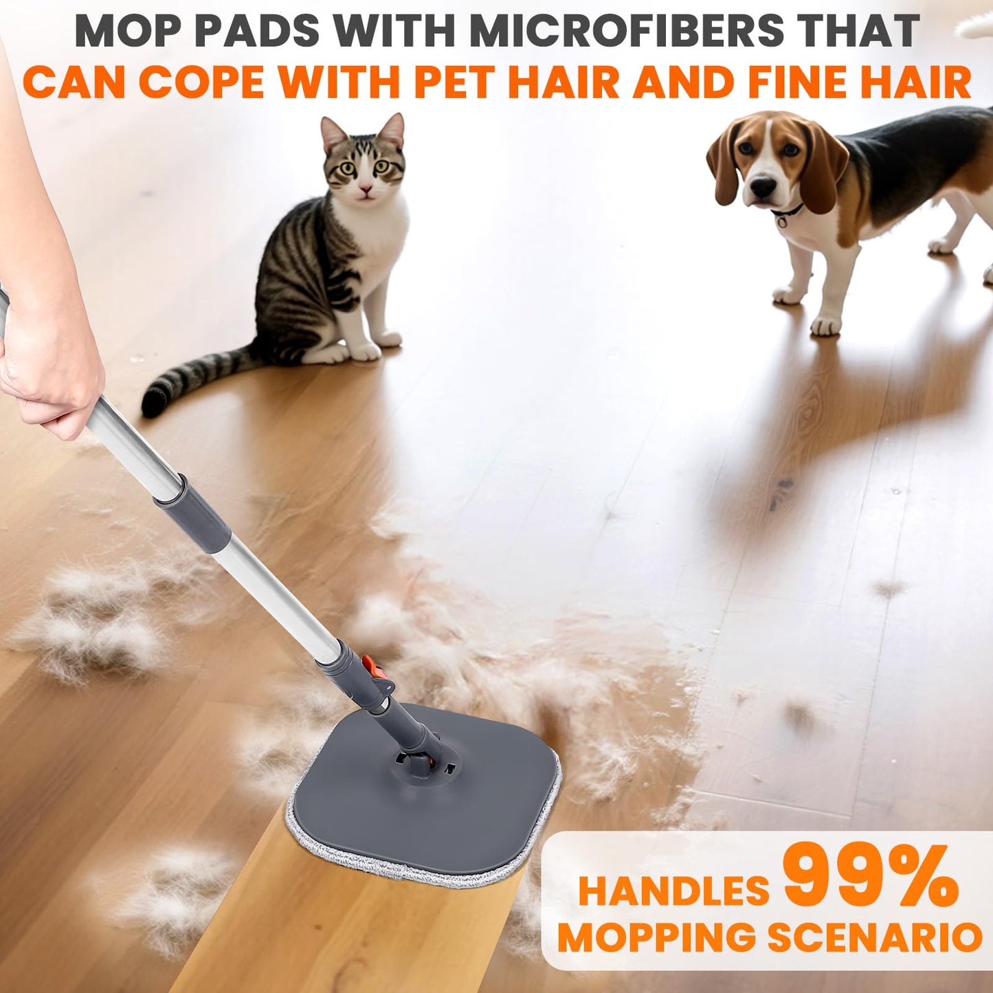 Chabatree Mop and Bucket Set?Spin Mop and Bucket Set with Separate Dirty and Clean Water?6 Replaceable Mop Pads?Deep-Cleaning Mops for Floors