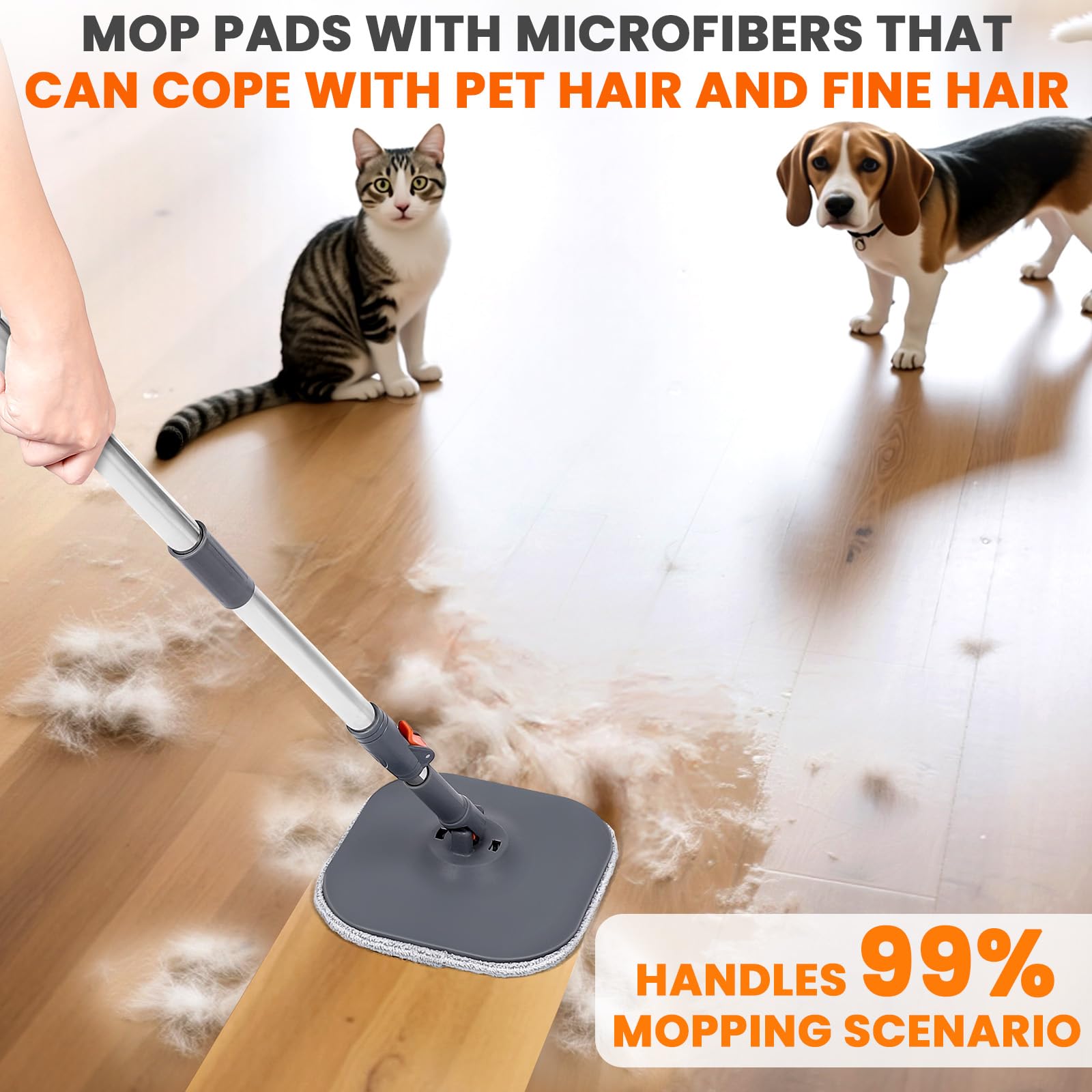 Chabatree Mop and Bucket Set?Spin Mop and Bucket Set with Separate Dirty and Clean Water?6 Replaceable Mop Pads?Deep-Cleaning Mops for Floors