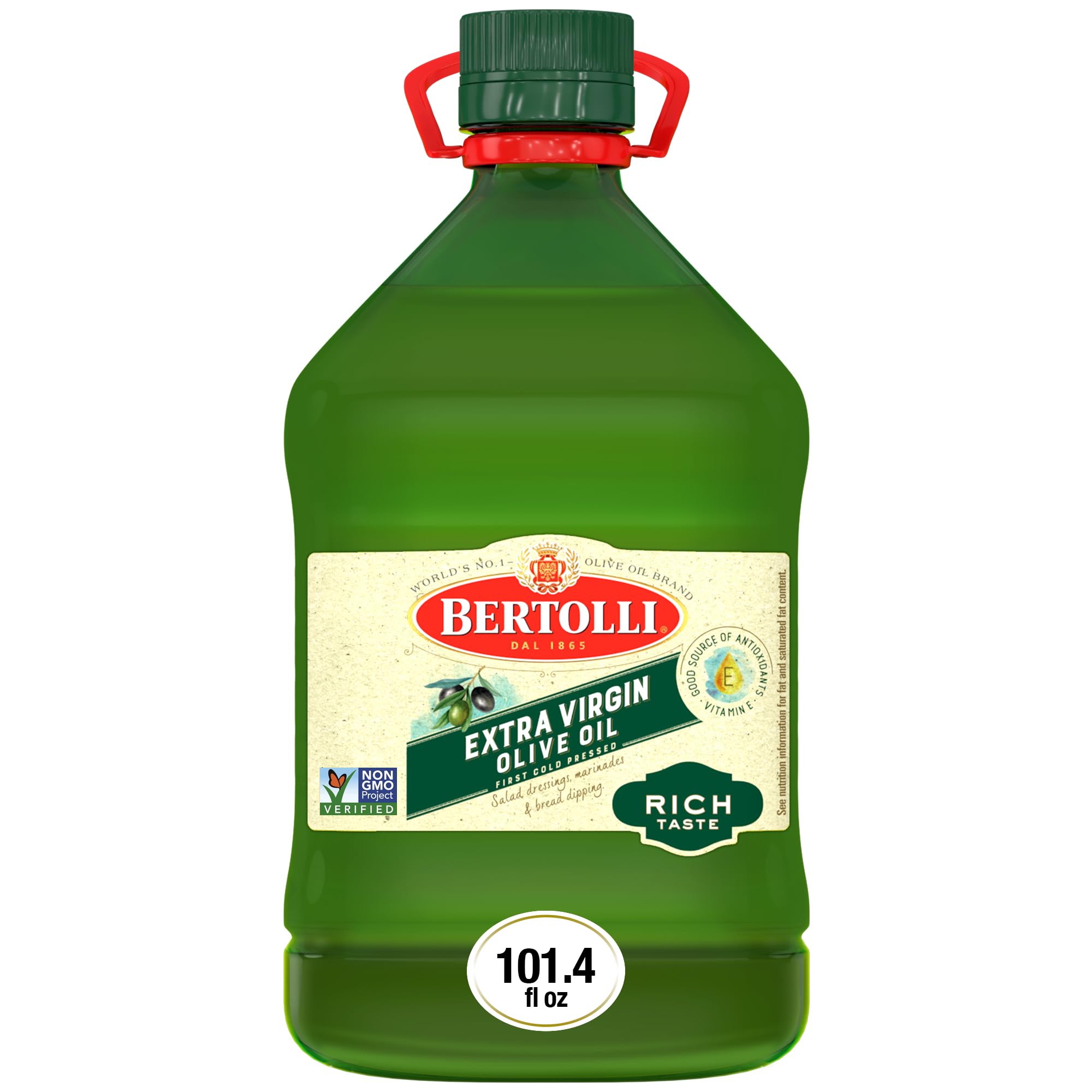 Bertolli Extra Virgin Olive Oil, Rich Taste, First Cold Pressed, Contains Polyphenols, 101.4 fl oz