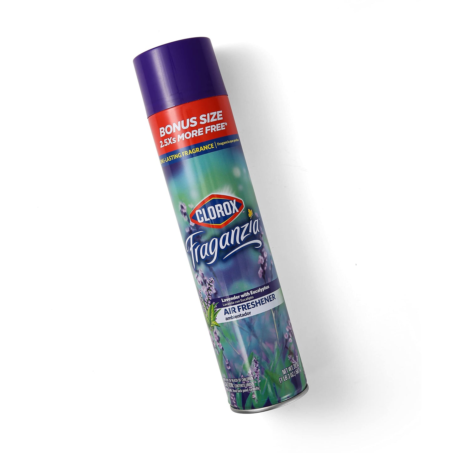 Clorox Fraganzia Aerosol Air Freshener in Lavender with Eucalyptus Scent - Long-Lasting Room Spray, Odor Eliminator for Home, Bathroom, and Bedroom