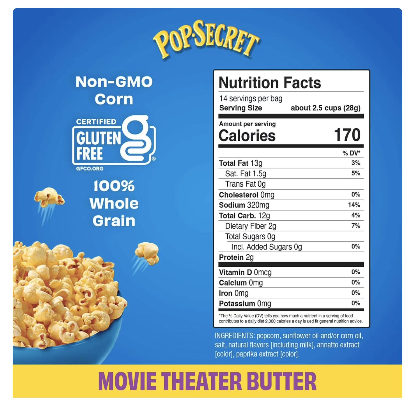 Pop Secret Movie Theater Butter Popcorn, 14 oz 1 Bag