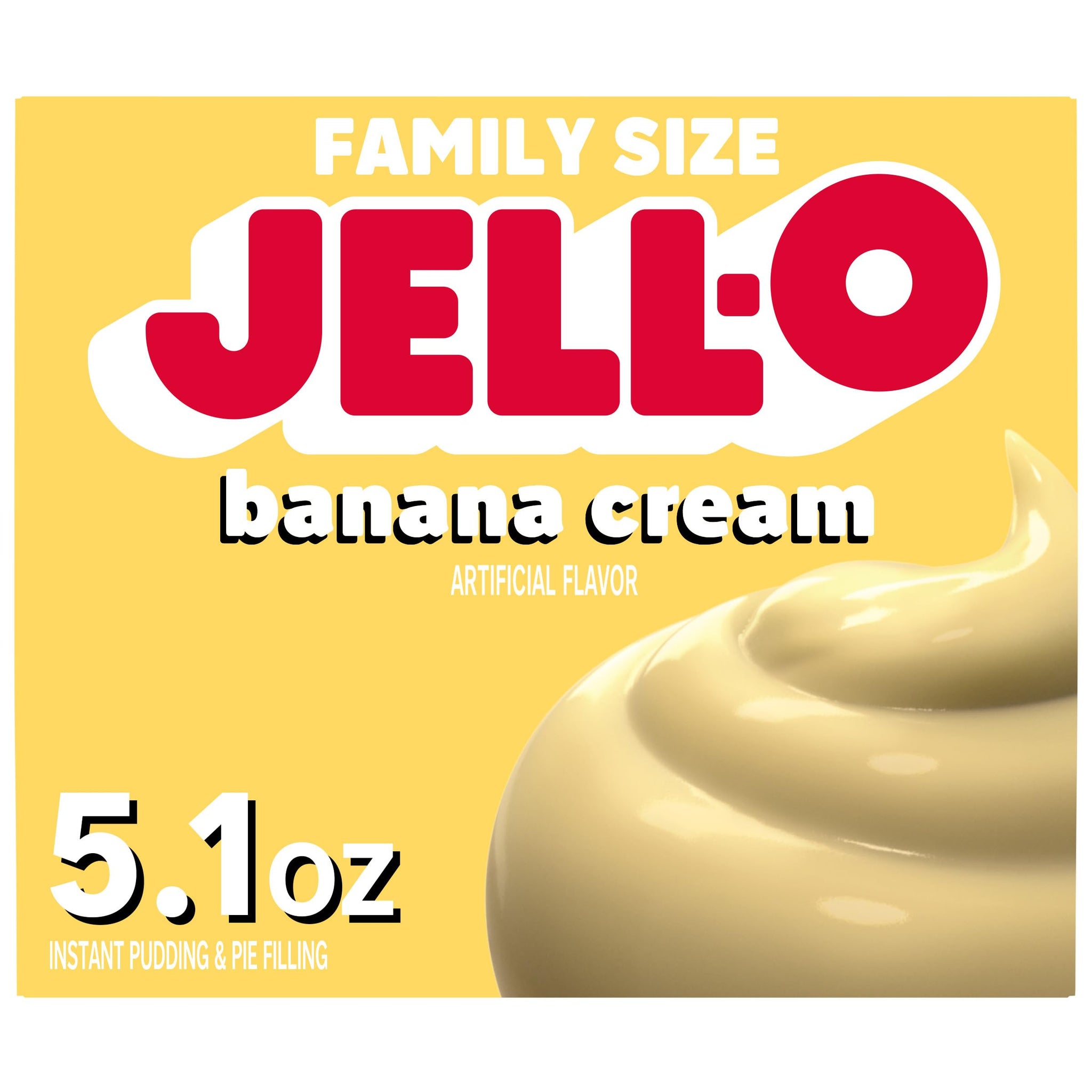 Jell-O Banana Cream Artificially Flavored Instant Pudding & Pie Filling Mix, Family Size, 5.1 oz. Box