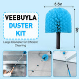 26FT Reach Cobweb Duster with Extension Pole - Spider Web Brush for Cleaning with 5-20FT 4-Section Flip-Lock Telescopic Pole, Effortlessly Cleans High
