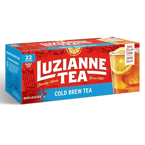 Luzianne Cold Brew Black Tea Bags, Family Size, Unsweetened, 22 Count Box, Specially Blended For Cold Brew In Water, Clear & Refreshing Home Brewed