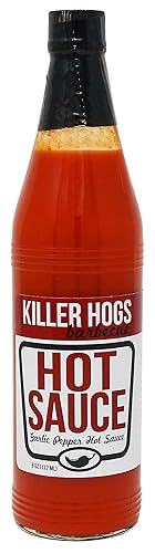 Killer Hogs Hot Sauce, Spicy Championship Grill and BBQ Condiment, Aged Red Peppers, Tangy Vinegar, and Garlic, 6 oz Bottle