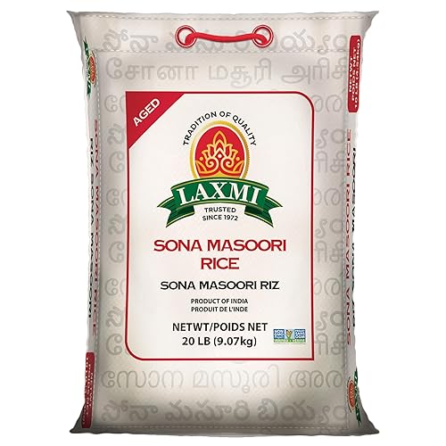 Laxmi All-Natural Sona Masoori Medium Grain Rice, 20lbs