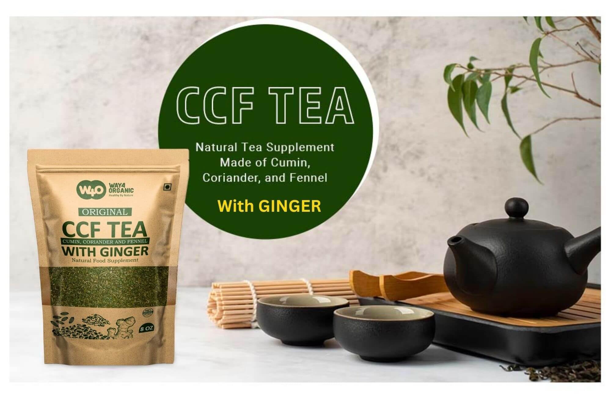 CCF Tea (Cumin, Coriander, Fennel) With Ginger - Digestive Tea to Support Natural Detoxification 8 Ounces (Pack of 1)