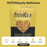 PremOla Nutty Granola, Sea Salt Pecan Blend - Gluten Free, Low Sugar, Vegetarian Granola with Pistachios, Almonds & Pumpkin Seeds, Packed with Protein