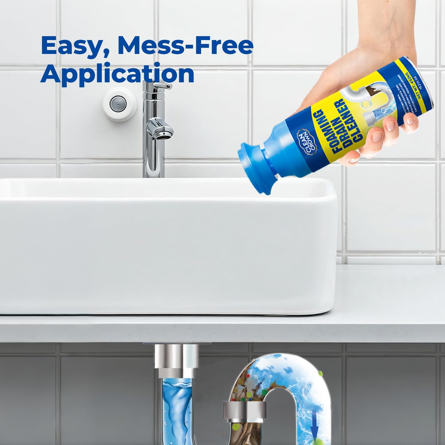 CleanCrown Foaming Drain Cleaner, Drain Cleaner Foam, Powerful Sink Drains Cleaners Foam for Kitchen, Bathroom, Shower and Tub Drains, Clog Remover