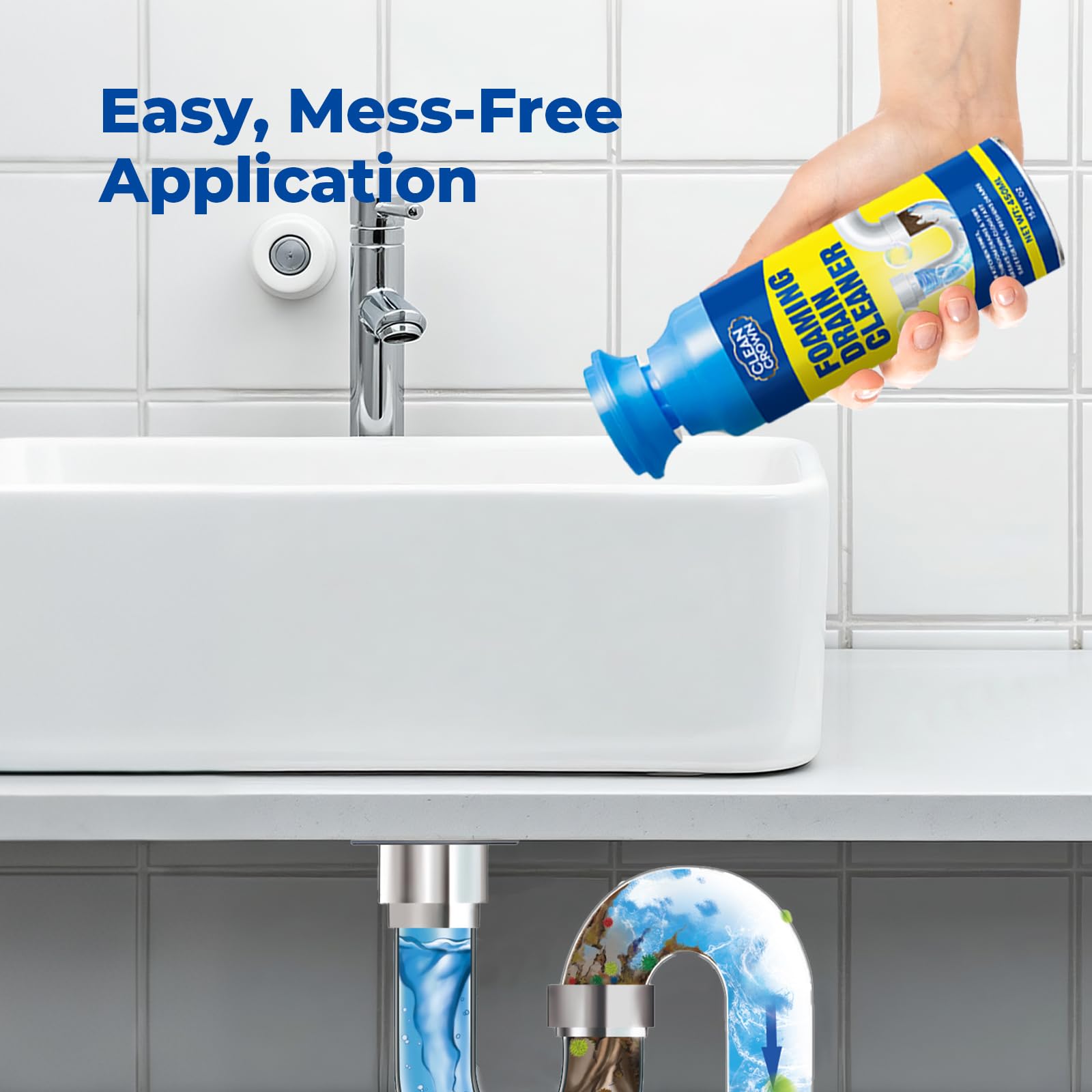 CleanCrown Foaming Drain Cleaner, Drain Cleaner Foam, Powerful Sink Drains Cleaners Foam for Kitchen, Bathroom, Shower and Tub Drains, Clog Remover