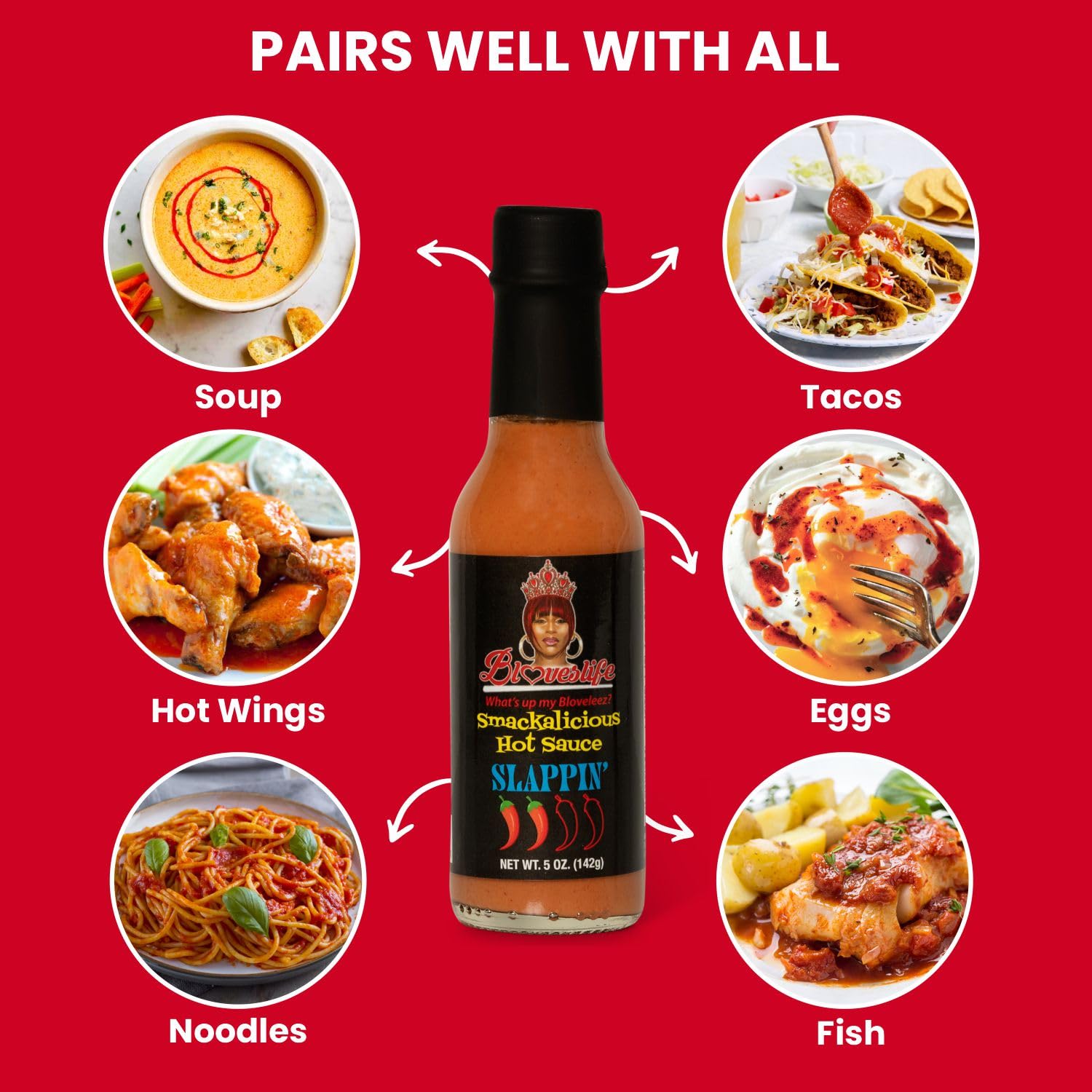 Bloveslife Smackalicious Ghost Pepper Hot Sauce 5 Oz - Vegan Organic Vinegar-Flavored Sauce, Low-Sodium, Low-Fat, All-Natural Slappin' Sauce