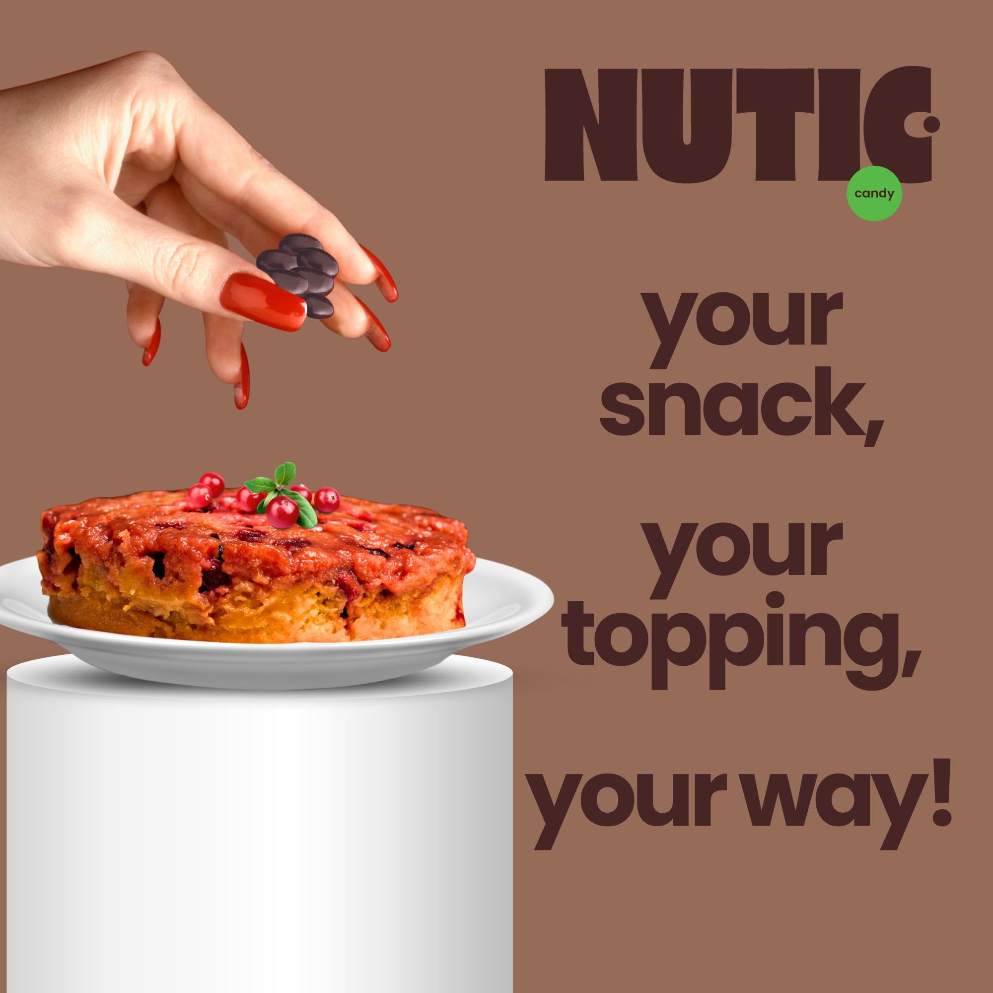 Nutic Dark Chocolate Covered Cranberries - 1LB, Luscious Treats for Snacking & Gifting, Tempting Chocolate-Engulfed Fruit for Holidays and Everyday