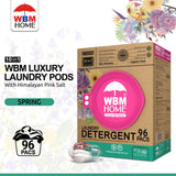 WBM Home Laundry Detergent Pods, Spring Fragrance Scent, 96 Count - HE Concentrated Laundry Pods With 10x Ultrapower Cleaning and 4D Laundry Stain