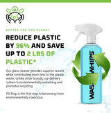 WASH&WHIPS Glass Cleaner Effervescent Tablets w/Empty 16 oz Spray Bottle (Makes 5 Gal/20L/ 40 Bottles)