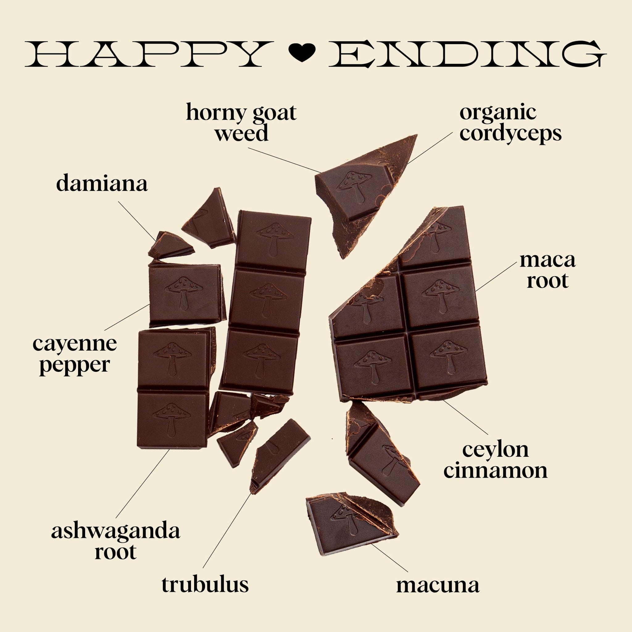 Alice Mushrooms Happy Ending | Sensual Mushroom Chocolates | Improves Mood, Performance, Vitality, Energy and Engagement | Cordyceps, Ashwaganda
