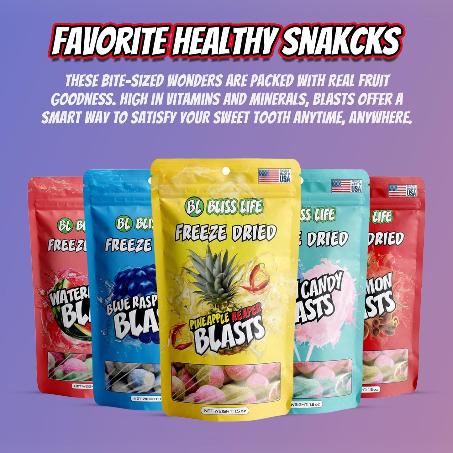 Bliss Life Cinnamon Blast Freeze Dried Candy from TikTok, ASMR Crunchy Candy, Spicy Sweet and Sour Kids Snacks, Unique Novelty Snack for Kids 1.5oz