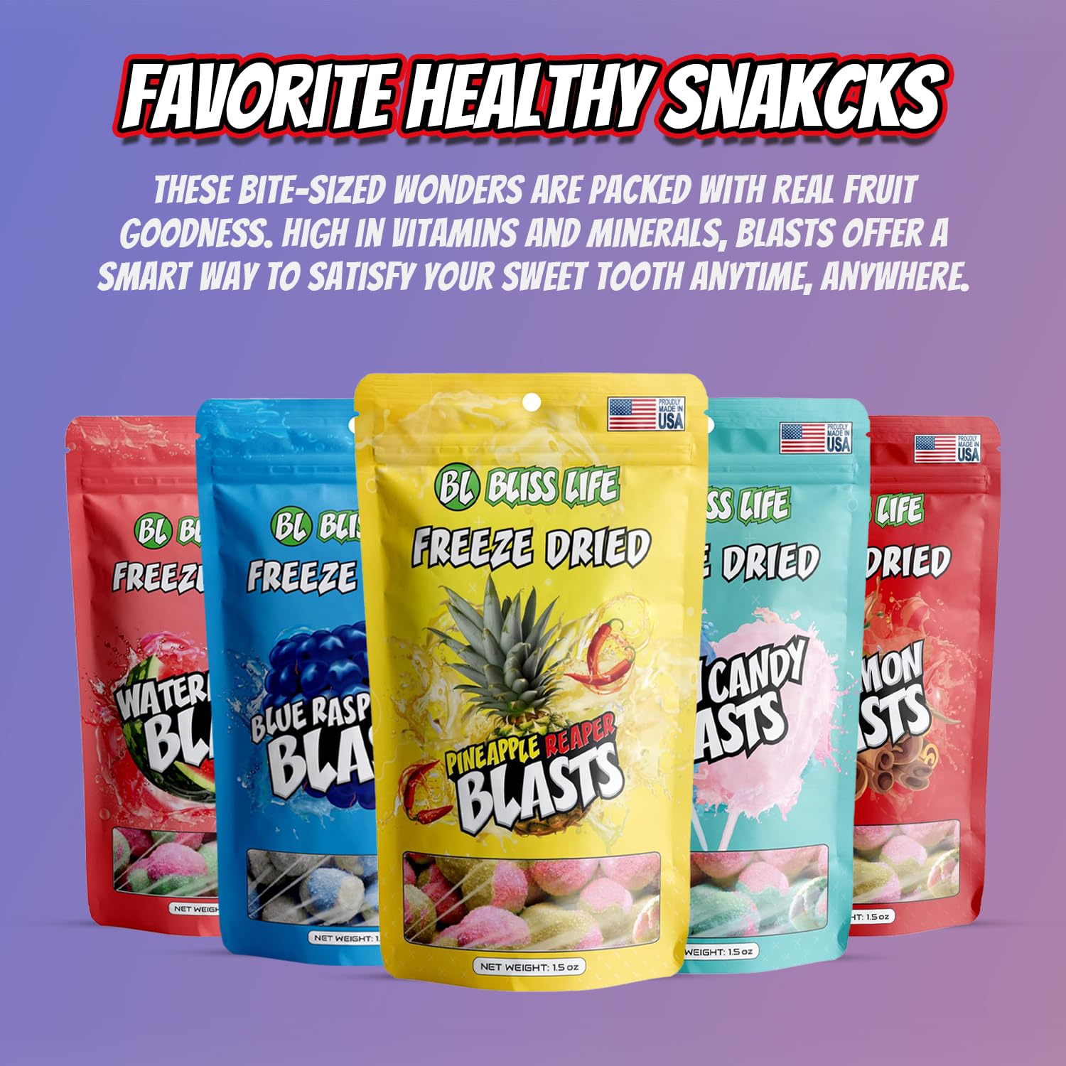 Bliss Life Cotton Candy Freeze Dried Sugar Candy from TikTok, ASMR Crunchy Candy, Spicy Sweet and Sour Kids Snacks, Unique Novelty Snack for Kids