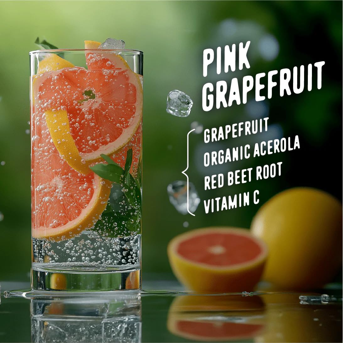 FlavCity Pink Grapefruit Superfood Lemonade Drink Mix - Sugar-Free Lemonade Powder with Real Crystallized Grapefruit & Organic Acerola - 100% DV