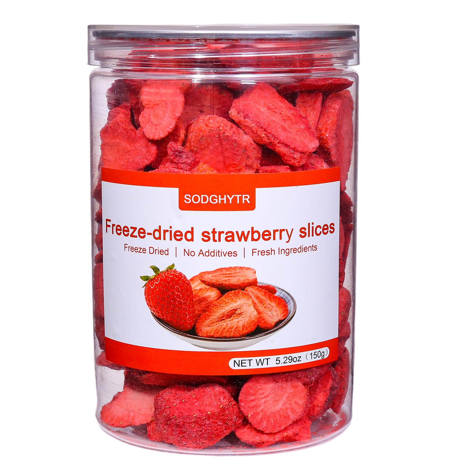 SODGHYTR Freeze Dried Strawberries Slices 5.29oz/150g,Fruits Snack & Dessert Topping,Dry Strawberry Crisps, Yummy Dehydrated Strawberries,for Yogurt